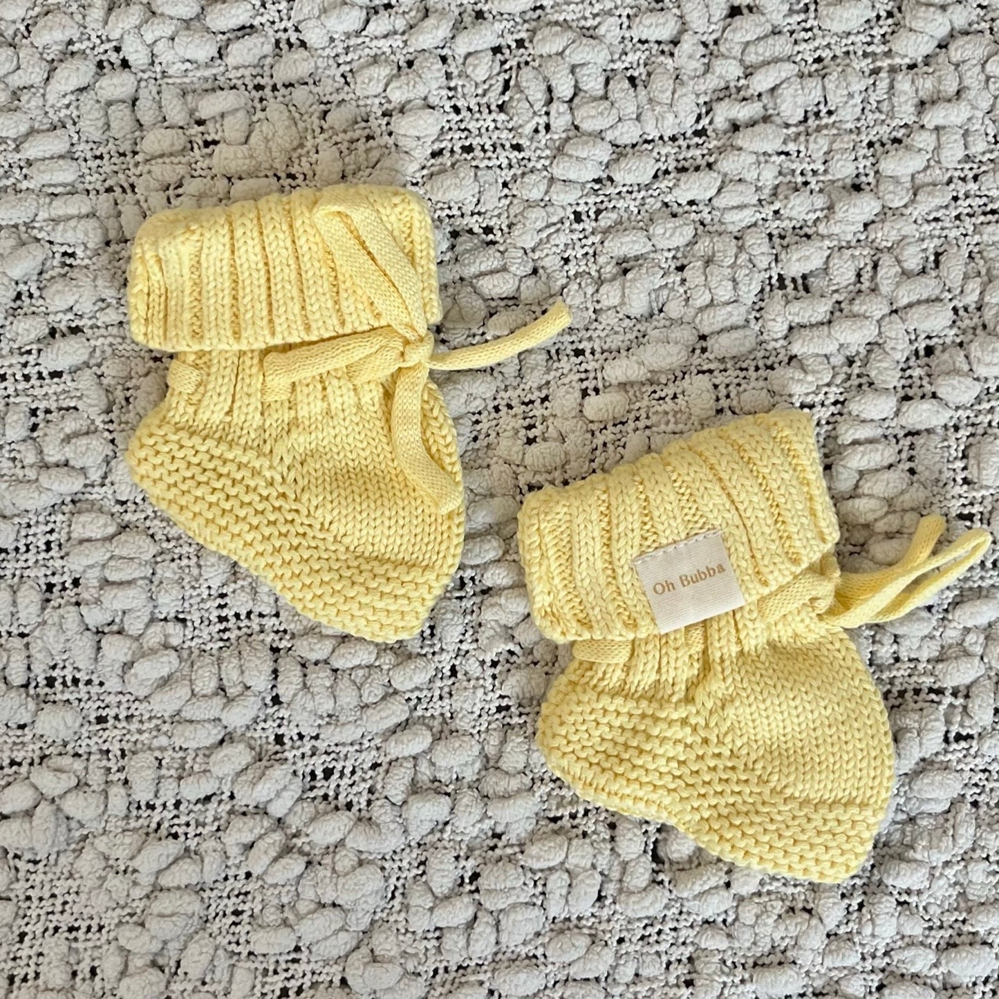 Lemon Knit Booties and Bow Set