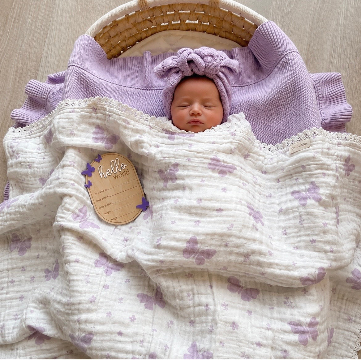 Lilac Butterfly | Lace Collection Gauze Swaddle Blanket