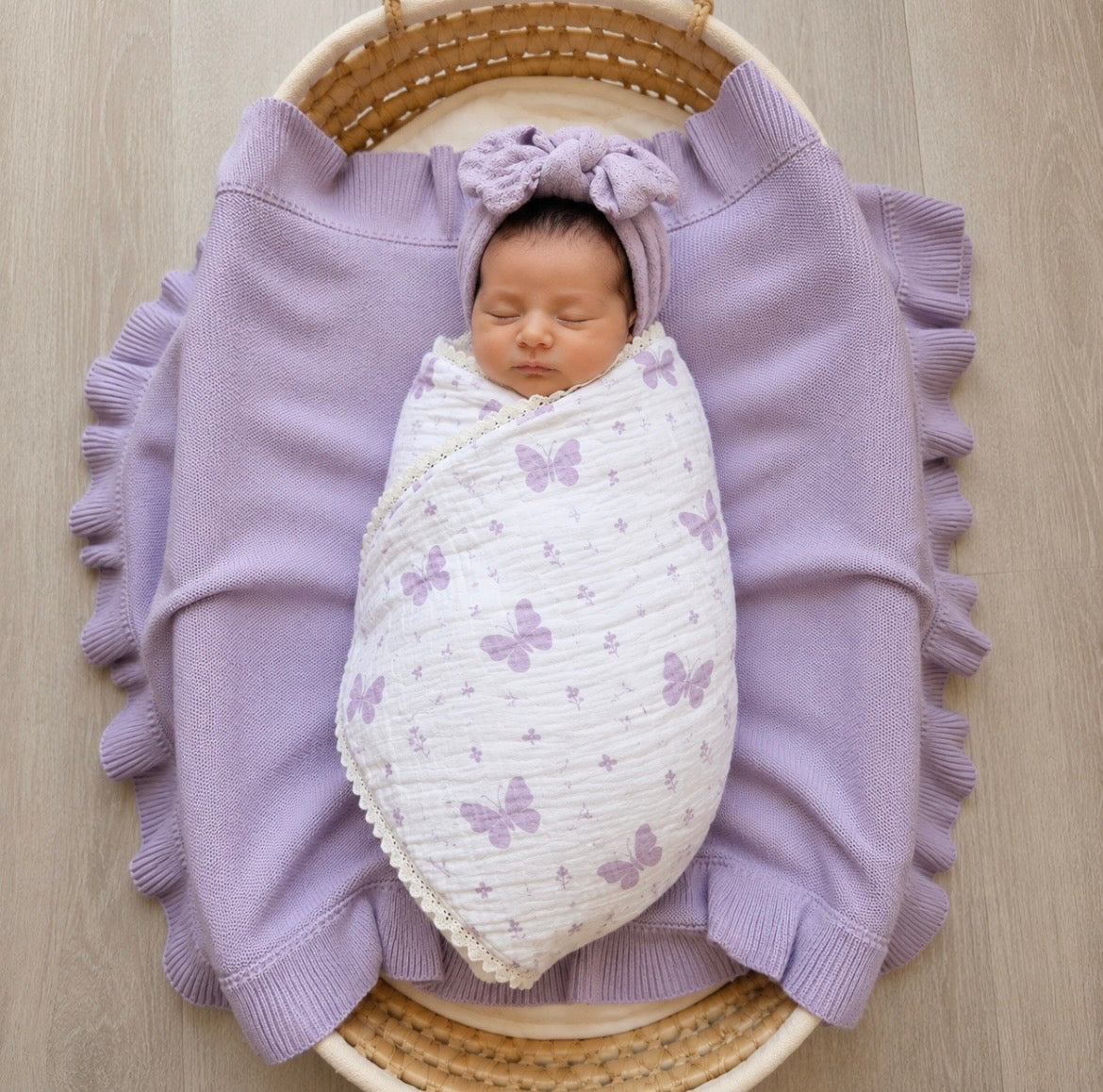 Lilac Butterfly | Lace Collection Gauze Swaddle Blanket