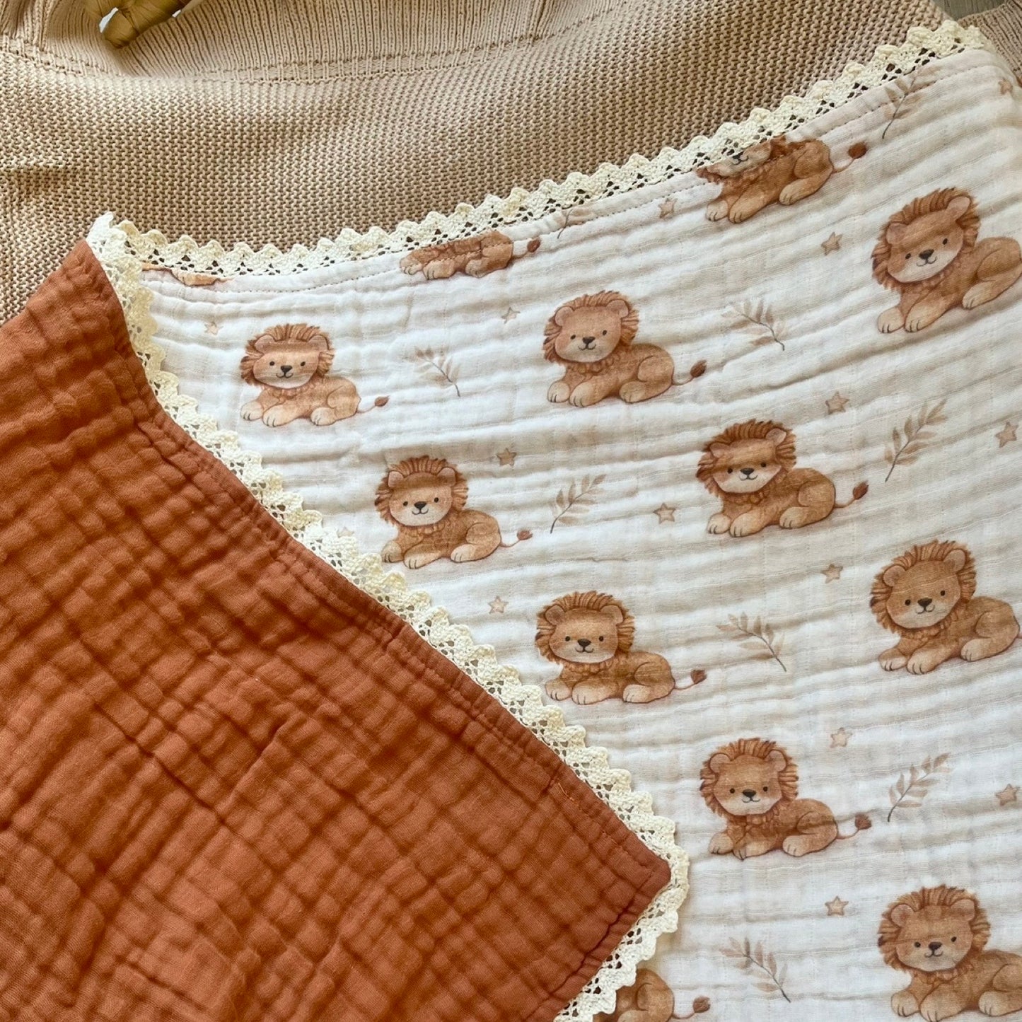 Lion | Lace Collection Gauze Swaddle Blanket