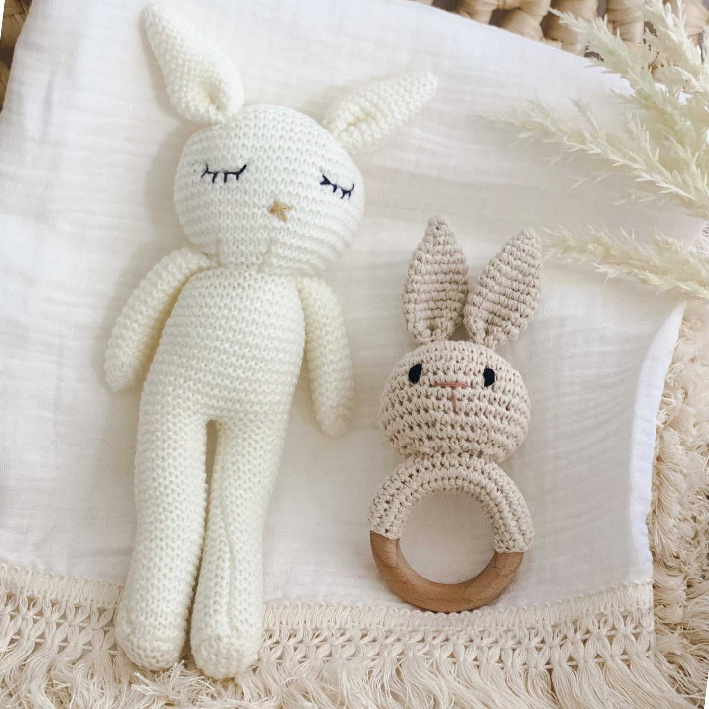 Crochet Bunny Rattle | Cream